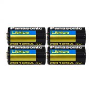 Panasonic CR123A Lithium 3V Photo Lithium Batteries, 0.67 Dia x 1.36 H (17.0 mm x 34.5 mm), Black, Gold, Blue (Pack of 4)