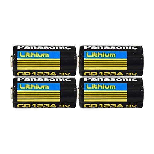 파나소닉 Panasonic CR123A Lithium 3V Photo Lithium Batteries, 0.67 Dia x 1.36 H (17.0 mm x 34.5 mm), Black, Gold, Blue (Pack of 4)