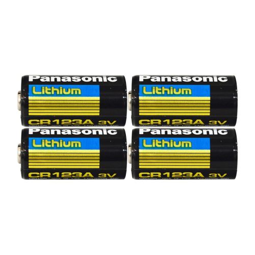 파나소닉 Panasonic CR123A Lithium 3V Photo Lithium Batteries, 0.67 Dia x 1.36 H (17.0 mm x 34.5 mm), Black, Gold, Blue (Pack of 4)