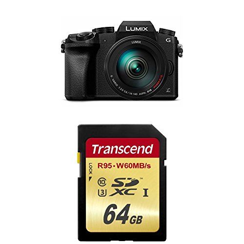파나소닉 PANASONIC LUMIX G7 4K Mirrorless Camera, with 14-140mm Power O.I.S. Lens, 16 Megapixels, 3 Inch Touch LCD, DMC-G7HK (USA BLACK) with Transcend 64 GB Memory Card