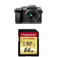 PANASONIC LUMIX G7 4K Mirrorless Camera, with 14-42mm MEGA O.I.S. Lens, 16 Megapixels, 3 Inch Touch LCD, DMC-G7KS (USA SILVER) with Transcend 64 GB Memory Card