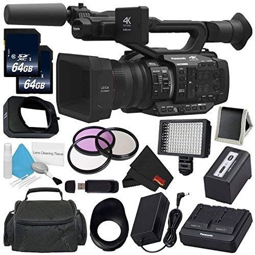 파나소닉 Panasonic AG-UX180 AG-UX180PJ 4K Premium Professional Camcorder + 64GB Memory Card + Carrying Case + 67mm 3 Piece Filter Kit + Professional 160 LED Video Light Studio Series Bundle