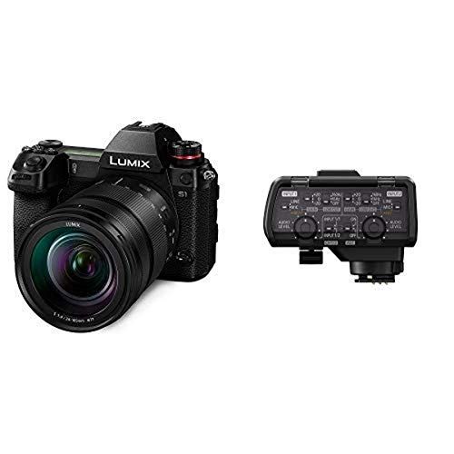 파나소닉 Panasonic LUMIX S1 Full Frame Mirrorless Camera with 24.2MP MOS High Resolution Sensor, 24-105mm F4 L-Mount S Series Lens and Professional XLR Audio Video Microphone Adaptor with 2