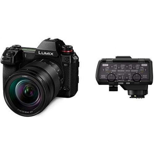 파나소닉 Panasonic LUMIX S1 Full Frame Mirrorless Camera with 24.2MP MOS High Resolution Sensor, 24-105mm F4 L-Mount S Series Lens and Professional XLR Audio Video Microphone Adaptor with 2