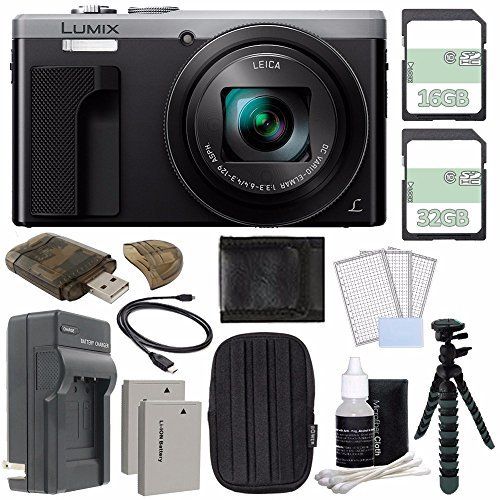 파나소닉 Panasonic Lumix DMC-ZS60 Digital Camera (Silver) + 32GB + 16GB + Rechargable Li-Ion Battery + Small Carrying Case + Charger + HDMI Cable + Card Reader + Small Tripod Bundle