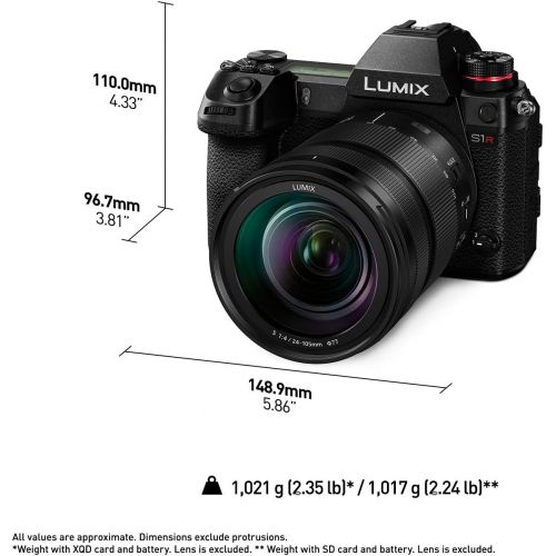 파나소닉 Panasonic LUMIX S1R Full Frame Mirrorless Camera with 47.3MP MOS High Resolution Sensor, 24-105mm F4 L-Mount S Series Lens, 4K HDR Video and 3.2” LCD - DC-S1RMK