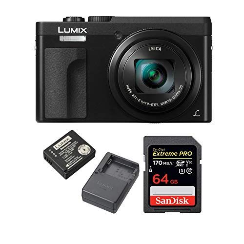 파나소닉 Panasonic Lumix DC-ZS70K 20.3 Megapixel 4K Digital Camera (Black) w/ 64GB SD Card & Lumix Battery & Charger Travel Bundle