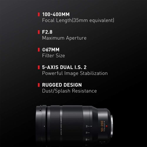 파나소닉 PANASONIC LUMIX Professional 50-200mm Camera Lens, G Leica DG Vario-ELMARIT, F2.8-4.0 ASPH, Dual I.S. 2.0 with Power O.I.S, Mirrorless Micro Four Thirds, H-ES50200 (Black)