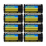 Panasonic CR123A Lithium 3V Photo Lithium Batteries, 0.67 Dia x 1.36 H (17.0 mm x 34.5 mm), Black, Gold, Blue (Pack of 8)