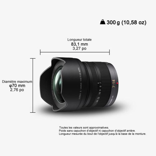 파나소닉 Panasonic H-F007014E LUMIX G Vario 7-14mm F4.0 ASPH. Lens - International Version (No Warranty)