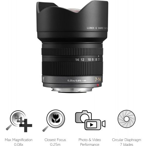 파나소닉 Panasonic H-F007014E LUMIX G Vario 7-14mm F4.0 ASPH. Lens - International Version (No Warranty)