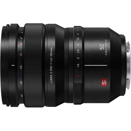 파나소닉 Panasonic LUMIX S PRO 50mm F1.4 Lens, Full-Frame L Mount, LEICA Certified, Dust/Splash/Freeze-Resistant for Panasonic LUMIX S Series Mirrorless Cameras - S-X50 (USA),Black