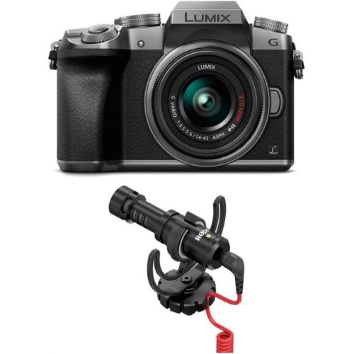 파나소닉 Panasonic LUMIX G7 Mirrorless Camera with 14-42mm f/3.5-5.6 Lens (Silver) and Rode Microphones On-Camera Mic (2 Items)