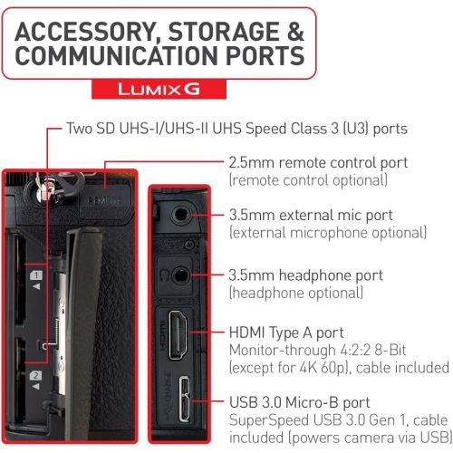 파나소닉 Panasonic DC-G9LK LUMIX G9 Mirrorless Camera, 20.3 Megapixels plus 80 Megapixel High-Resolution Mode with Leica Vario-Elmarit 12-60mm F2.8-4.0 Lens, 3, Black