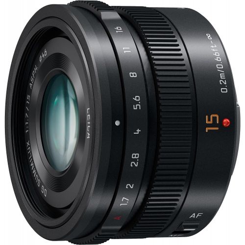 파나소닉 PANASONIC LUMIX G Leica DG SUMMILUX Lens, 15MM, F1.7 ASPH, Professional MIRRORLESS Micro Four Thirds, H-X015 (USA Black)