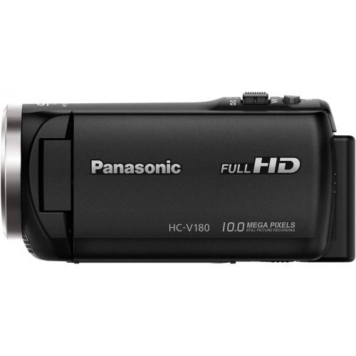 파나소닉 Panasonic Full HD Video Camera Camcorder HC-V180K, 50X Optical Zoom, 1/5.8-Inch BSI Sensor, Touch Enabled 2.7-Inch LCD Display (Black)