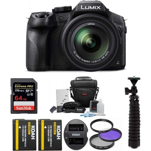 파나소닉 Panasonic DMC-FZ300K Digital Camera with Digital Slave Flash and 64GB Card Bundle