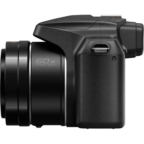 파나소닉 Panasonic Lumix DC-FZ80 Digital Camera (DC-FZ80K) - Bundle - with 64GB Memory Card + LED Video Light + DMW-BMB9 Battery + Digital Flash + Soft Bag + 12 Inch Flexible Tripod + Clean