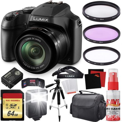 파나소닉 Panasonic Lumix DC-FZ80 Digital Camera + Carrying Case + 64GB Memory Card Bundle