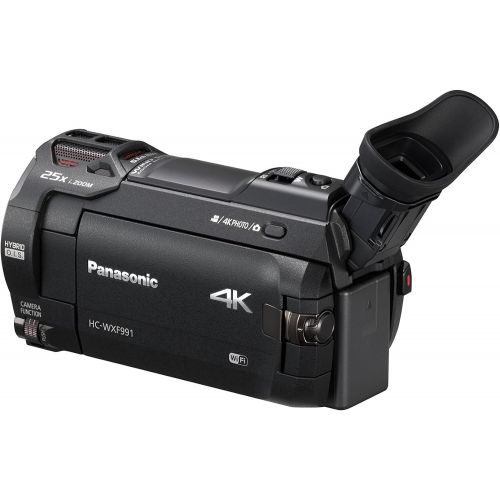 파나소닉 Panasonic 4K Cinema-Like Video Camera Camcorder HC-WXF991K, 20X Leica DICOMAR Lens, 1/2.3 BSI Sensor, 5-Axis Hybrid O.I.S, HDR Mode, EVF, WiFi, Multi Scene Video Recording (Black)