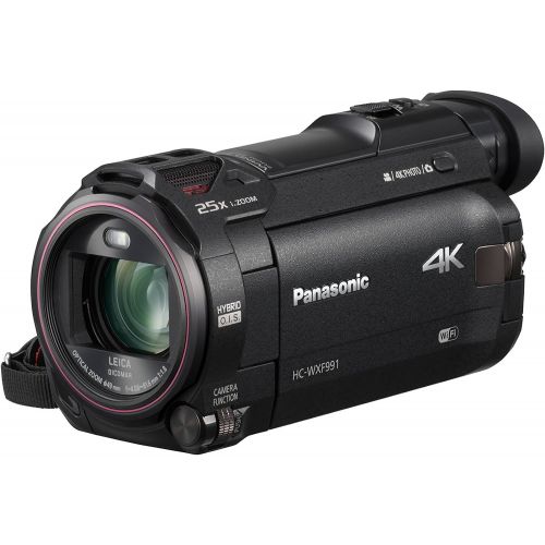 파나소닉 Panasonic 4K Cinema-Like Video Camera Camcorder HC-WXF991K, 20X Leica DICOMAR Lens, 1/2.3 BSI Sensor, 5-Axis Hybrid O.I.S, HDR Mode, EVF, WiFi, Multi Scene Video Recording (Black)