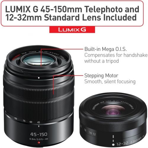 파나소닉 Panasonic LUMIX GX85 4K Digital Camera, 12-32mm and 45-150mm Lens Bundle, 16 Megapixel Mirrorless Camera Kit, 5 Axis In-Body Dual Image Stabilization, 3-Inch Tilt and Touch LCD, DM