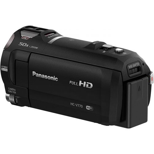 파나소닉 Panasonic Full HD Video Camera Camcorder HC-V770, 20X Optical Zoom, 1/2.3-Inch BSI Sensor, HDR Capture, Wi-Fi Smartphone Multi Scene Video Recording (Black)