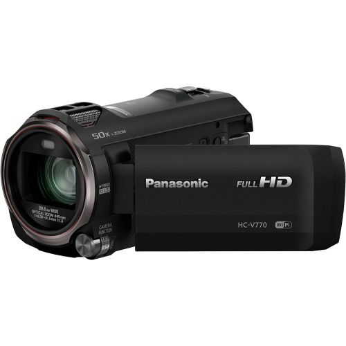 파나소닉 Panasonic Full HD Video Camera Camcorder HC-V770, 20X Optical Zoom, 1/2.3-Inch BSI Sensor, HDR Capture, Wi-Fi Smartphone Multi Scene Video Recording (Black)