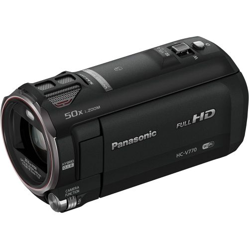 파나소닉 Panasonic Full HD Video Camera Camcorder HC-V770, 20X Optical Zoom, 1/2.3-Inch BSI Sensor, HDR Capture, Wi-Fi Smartphone Multi Scene Video Recording (Black)