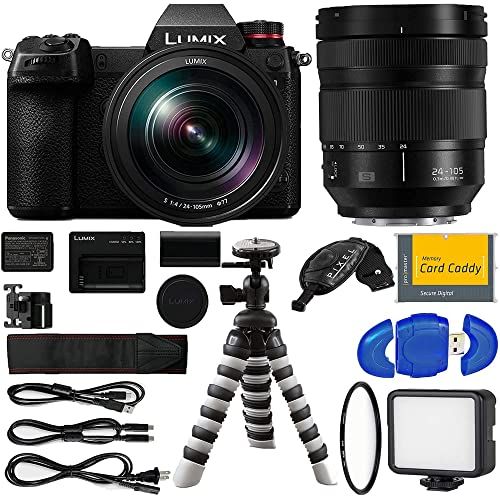 파나소닉 Panasonic LUMIX S1 Full Frame Mirrorless Camera with 24.2MP MOS High-Resolution Sensor,24-105mm F4 L-Mount S Series Lens,4K HDR Video,3.2 inch LCD with Tripod & More,Extended 3 Yea