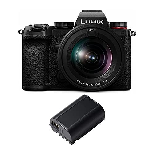 파나소닉 Panasonic LUMIX S5 4K Mirrorless Full-Frame L-Mount Camera and 20-60mm Lens with Extra DMW-BLK22 Battery Bundle (2 Items)