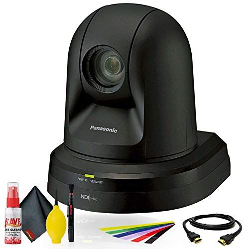 파나소닉 Panasonic 22x Zoom PTZ Camera with HDMI Output and NDI (Black) (AW-HN38HKPJ) + Deluxe Cleaning Set + HDMI Cable + Velcro Straps -Base Bundle