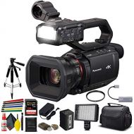 Panasonic AG-CX10 4K Camcorder + Padded Case, Sandisk Extreme Pro 128 GB Memory Card, Heavy Duty Tripod, Wire Straps, LED Light, and More