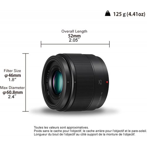 파나소닉 Panasonic LUMIX H-H025E-K 25 mm Micro Four Thirds Camera Lens for G Series - Black