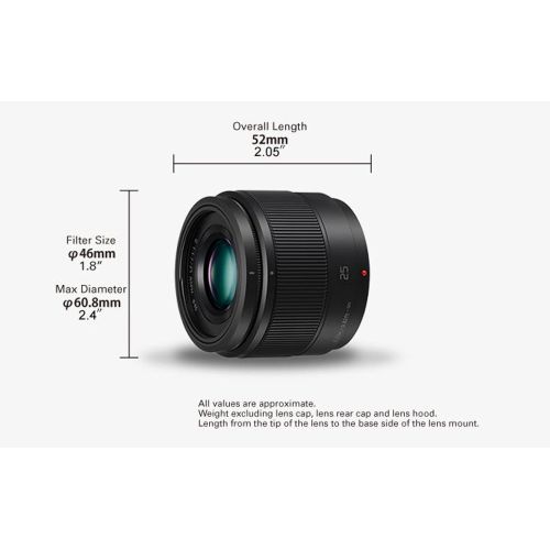 파나소닉 Panasonic LUMIX H-H025E-K 25 mm Micro Four Thirds Camera Lens for G Series - Black