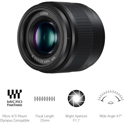 파나소닉 Panasonic LUMIX H-H025E-K 25 mm Micro Four Thirds Camera Lens for G Series - Black