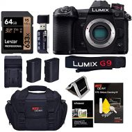 Panasonic Lumix G9 Mirrorless Camera Bundle with Lexar 633x 64GB Card, 2 Batteries, Charger, Camera Bag and More