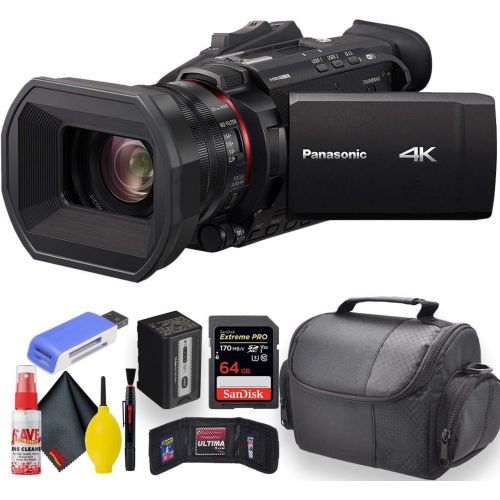 파나소닉 Panasonic HC-X1500 4K Professional Camcorder with 24x Optical Zoom, WiFi HD Live Streaming W/Soft Case + Sandisk Extreme Pro 64GB Card + Clean and Care Set + More - Starter Bundle