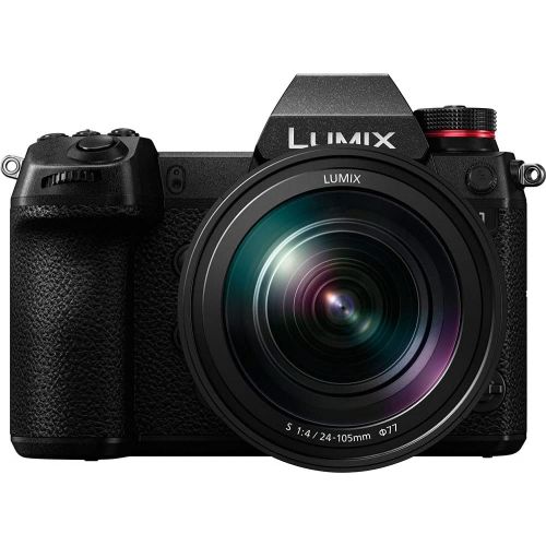 파나소닉 Panasonic Lumix DC-S1 Mirrorless Digital Camera with 24-105mm Lens (DC-S1MK) - Bundle - with LED Video Light + Soft Bag + 12 Inch Flexible Tripod + Cleaning Set + 77mm UV Filter