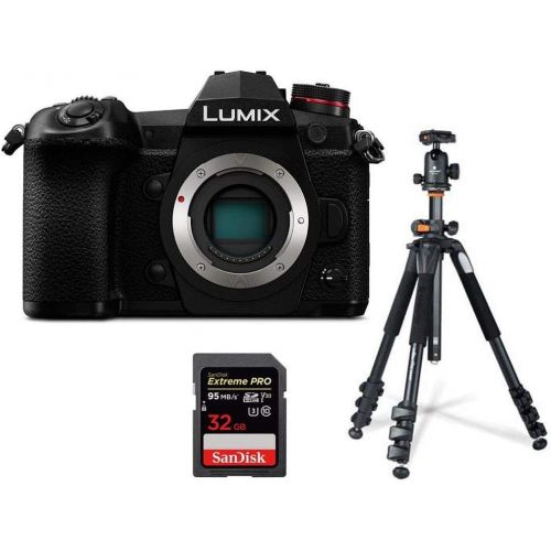 파나소닉 Panasonic Lumix G9 4K Mirrorless Digital Camera Body (Black), 20.3MP, Bundle with Vanguard Alta Pro 264AB 100 Aluminum Tripod with SBH-100 Ball Head, 32GB SD Card, LCD Protector, C
