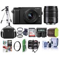 Panasonic Lumix DMC-GX85 Mirrorless Camera Black, with Lumix G Vario 12-32mm f/3.5-5.6 and 45-150mm F4.0-5.6 Lenses - Bundle with Camera Case, 32GB SDHC Card, Tripod, Software Pack