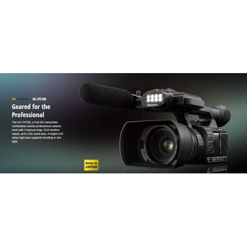 파나소닉 Panasonic HC-PV100 Full HD Camcorder PAL with Touch Panel LCD Screen & Built-in LED Light + 4K Monitor + Pro Headphones + Pro Mic + 2 x Sandisk Ultra 64GB Card + Pro Tripod + More