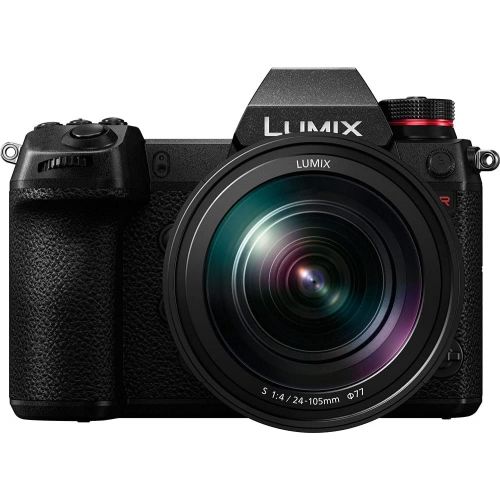 파나소닉 Panasonic Lumix DC-S1R Mirrorless Digital Camera with 24-105mm Lens (DC-S1RMK) - Bundle - with LED Video Light + Soft Bag + 12 Inch Flexible Tripod + Cleaning Set + 77mm UV Filter