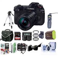 Panasonic Lumix G9 Mirrorless Camera, Black with Lumix G Leica DG Vario-Elmarit 12-60mm F/2.8-4.0 Lens - Bundle with Case, 64GB SDHC U3 Card, Spare Battery, Tripod, Remote Shuter R