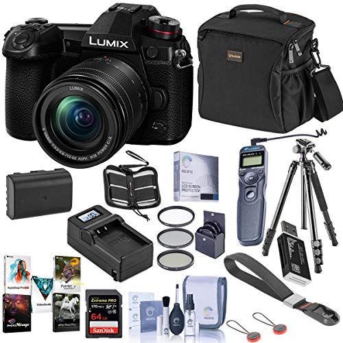 파나소닉 Panasonic Lumix G9 4K Mirrorless Camera with Lumix G Vario 12-60mm f/3.5-5.6 Lens Bundle with Premium Accessories