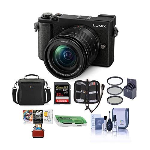 파나소닉 Panasonic Lumix DC-GX9 20.3MP Mirrorless Camera with 12-60mm F3.5-5.6 Lens, Black - Bundle with Camera Bag, 32GB SDHC U3 Card, Cleaning Kit, Card Reader, 58mm Filter Kit, Mac Softw