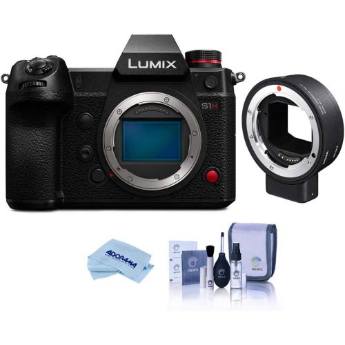 파나소닉 Panasonic LUMIX DC-S1H Mirrorless Digital Camera Body - Bundle with Sigma MC-21 Mount Converter, Canon EF Lenses to Leica L Mount Cameras, Cleaning Kit, Microfiber Cloth