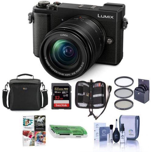 파나소닉 Panasonic Lumix DC-GX9 20.3MP Mirrorless Camera with 12-60mm F3.5-5.6 Lens, Black - Bundle with Camera Bag, 32GB SDHC U3 Card, Cleaning Kit, Memory Wallet, Card Reader, 58mm Filter