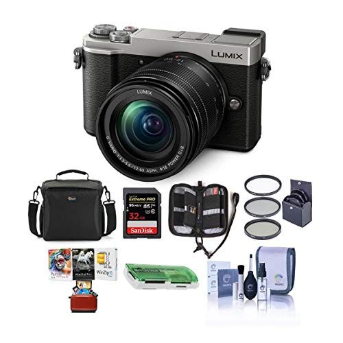 파나소닉 Panasonic Lumix DC-GX9 20.3MP Mirrorless Camera with 12-60mm F3.5-5.6 Lens, Silver - Bundle with Camera Bag, 32GB SDHC U3 Card, Cleaning Kit, Card Reader, 58mm Filter Kit, Mac Soft