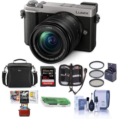 파나소닉 Panasonic Lumix DC-GX9 20.3MP Mirrorless Camera with 12-60mm F3.5-5.6 Lens, Silver - Bundle with Camera Bag, 32GB SDHC U3 Card, Cleaning Kit, Card Reader, 58mm Filter Kit, Mac Soft